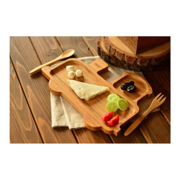 Set di piatti per bambini a forma di treno e posate in legno di bambù Trainy - Bambum-image-3