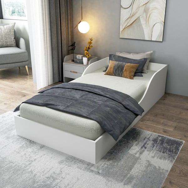 Letto singolo bianco 90x190 cm Oya - Kalune Design-image-1