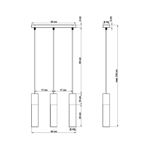 Lampada a sospensione nera e grigia, lunghezza 40 cm Edo - Sollux-image-2