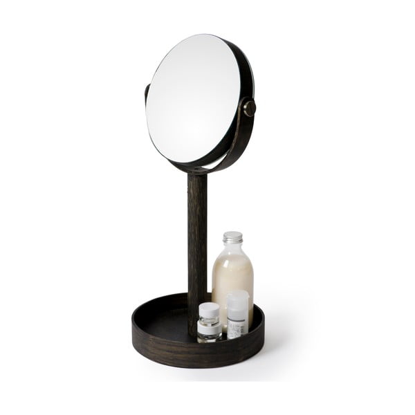 Specchio da tavolo con ripiano in legno di quercia Dark Magnify - Wireworks-image-1