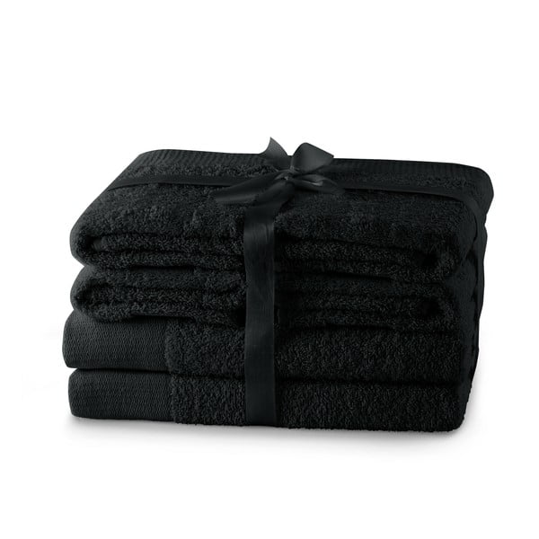 Set di asciugamani per viso e corpo tipo terry neri in cotone 6 pz Amari – Restilo