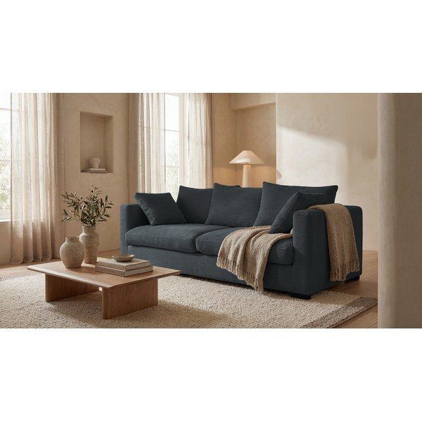 Divano in velluto a coste grigio 220 cm Comfy - Scandic-image-1