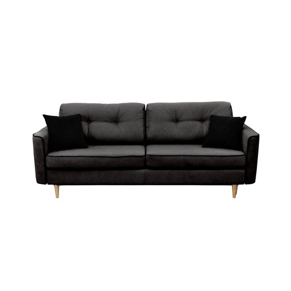 Divano letto a tre posti nero con gambe chiare Ivy - Mazzini Sofas