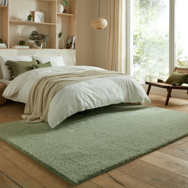 Tappeto verde lavabile in fibra riciclata 120x170 cm Fluffy - Flair Rugs-image-1