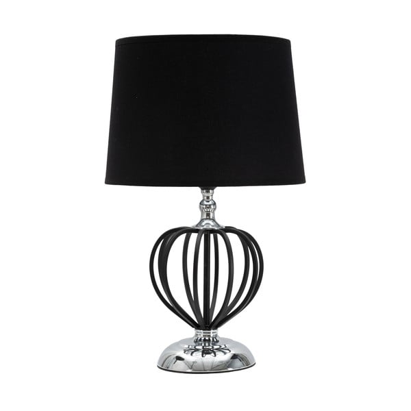 Lampada da tavolo con paralume in tessuto nero e argento (altezza 44,5 cm) Darky - Mauro Ferretti