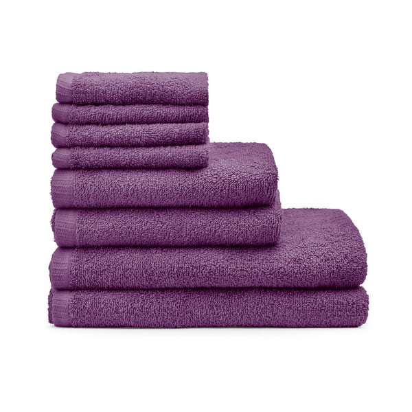 Set di asciugamani per viso e corpo con asciugatura rapida e tipo terry viola in cotone 8 pz Quick Dry – Catherine Lansfield