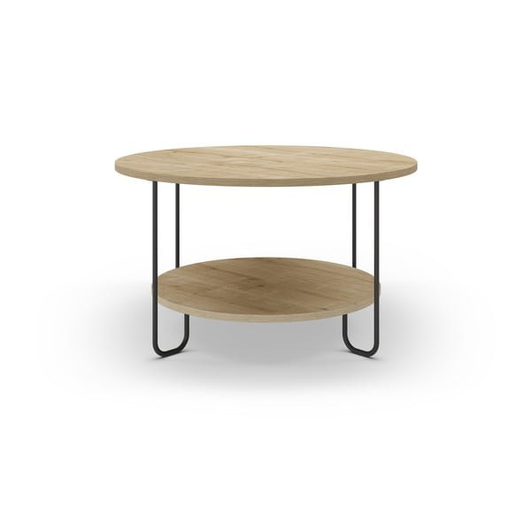 Tavolino rotondo con piano in rovere naturale ø 80 cm Tonka - Marckeric-image-1