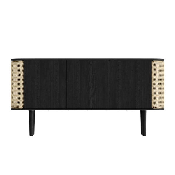 Cassettiera bassa in rovere decorata in nero e naturale 150x75 cm Treasures - UMAGE-image-3