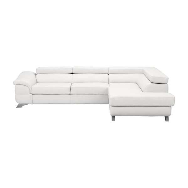 Divano letto angolare in pelle bianca con contenitore Gamma, angolo destro - Windsor & Co Sofas