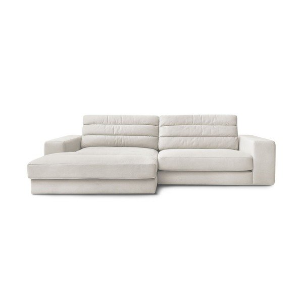 Divano angolare beige (con penisola a sinistra/con chaise lounge) con rivestimento in velluto Sierra – Bobochic Paris
