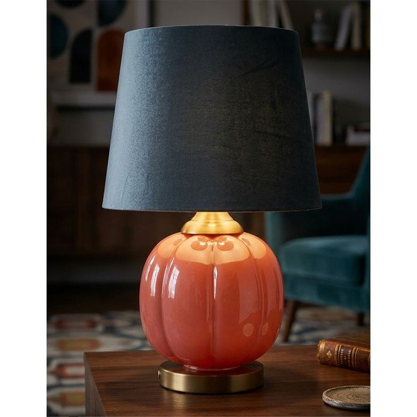 Lampada da tavolo rossa/blu in vetro con paralume in tessuto (altezza totale 50 cm) Helene – Mauro Ferretti-image-1