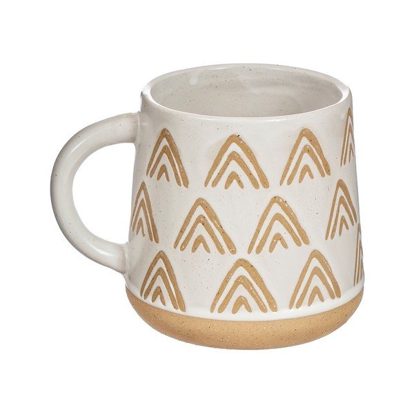 Tazza in gres beige e bianco Triangles, 450 ml - Sass & Belle