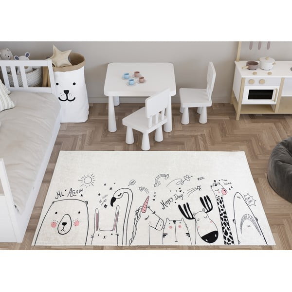 Tappeto per bambini avorio lavabile 120x180 cm Animal Kingdom – Vitaus-image-1