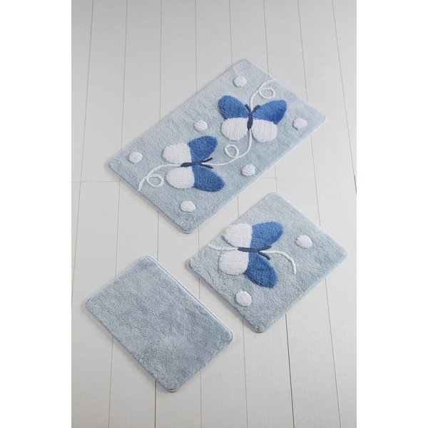 tappetini da bagno blu chiaro in set da 3 100x60 cm - Foutastic-image-1