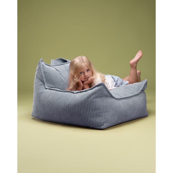 Pouf a sacco per bambini blu con rivestimento in velluto a coste Chair – Wigiwama-image-2