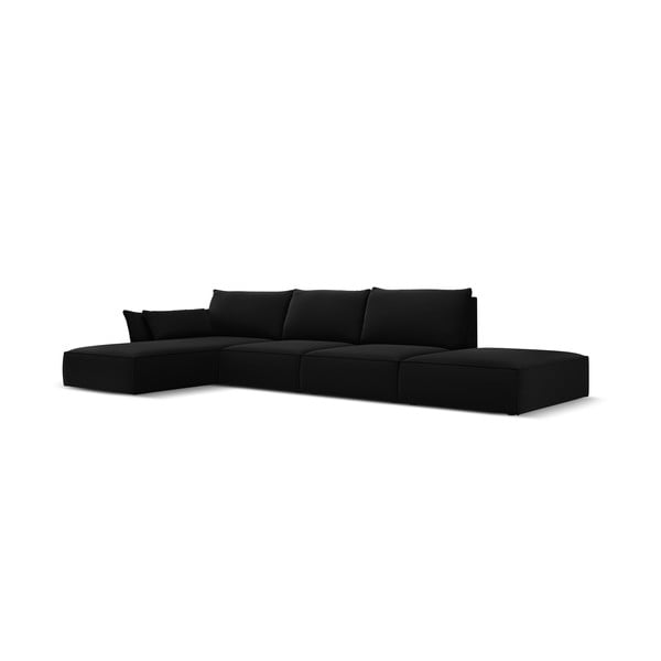 Divano angolare nero (con penisola a sinistra/con chaise lounge) con rivestimento in velluto Vanda – Mazzini Sofas-image-2