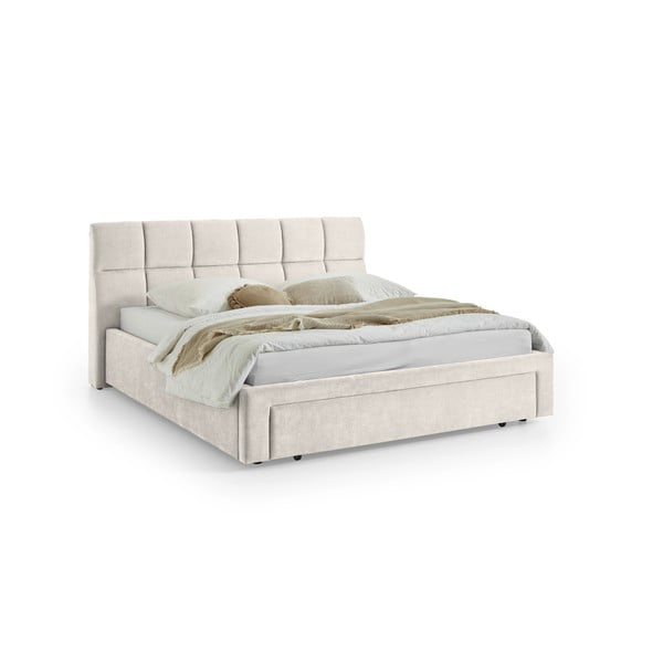 Letto matrimoniale imbottito beige rete non inclusa 180x200 cm Canyon – Meise Möbel-image-3