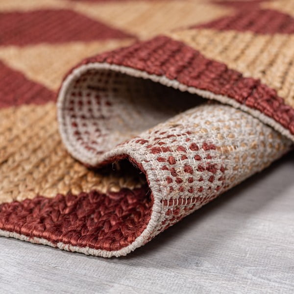 Tappeto color terracotta in misto iuta tessuto a mano 120x170 cm Effie Diamond – Flair Rugs-image-3