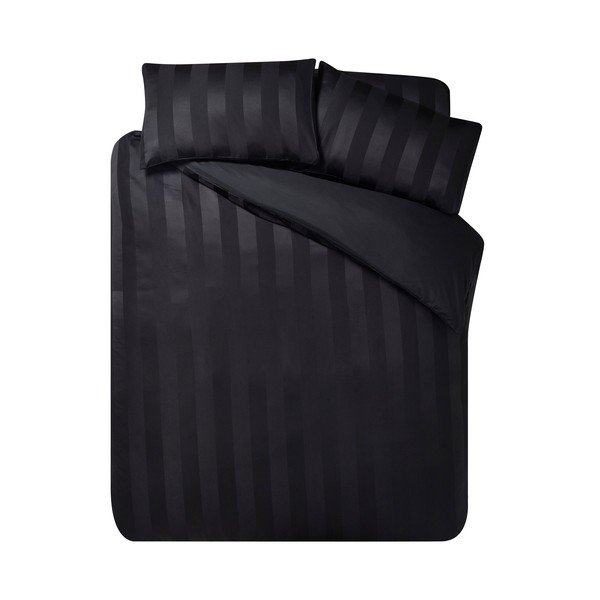 Set copripiumino e federa nero in raso di seta per letto singolo 135x200 cm So Soft Satin Stripe – Catherine Lansfield