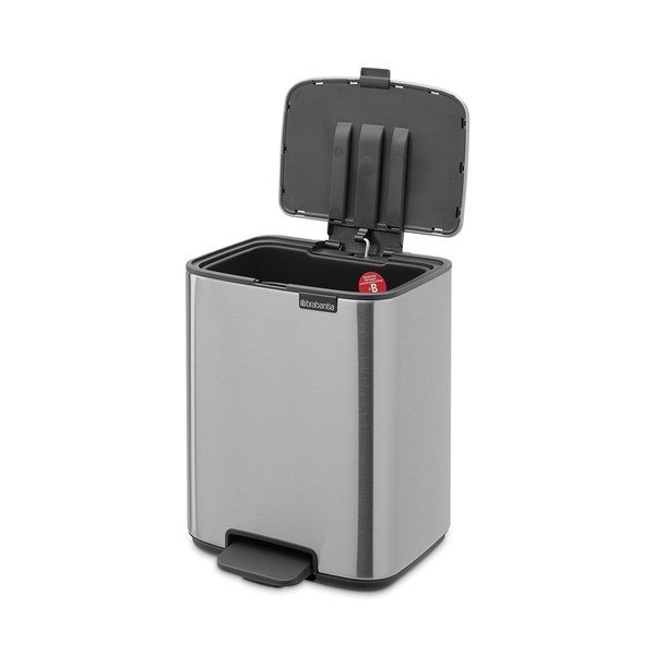 Cestino per la spazzatura color argento opaco in acciaio con pedale 7 l Bo – Brabantia-image-2
