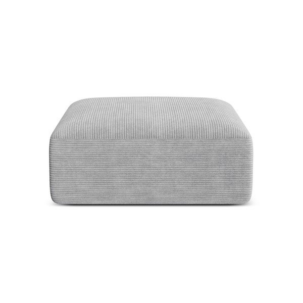 Poggiapiedi grigio chiaro con rivestimento in velluto a coste Campi – Cosmopolitan Design-image-1