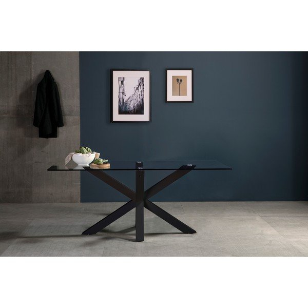 Tavolo da pranzo con piano in vetro 100x180 cm Paula - Marckeric-image-1