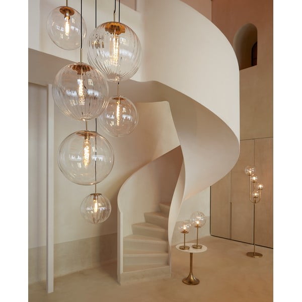 Lampadario in bronzo con paralume in vetro ø 30 cm Medina - Light & Living-image-1