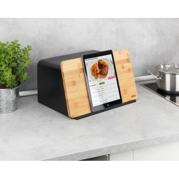 Scatola del pane nera con coperchio in bambù Kubo - Wenko-image-2