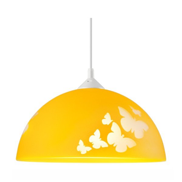 Apparecchio per bambini giallo ocra con paralume in vetro ø 30 cm Mariposa - LAMKUR-image-4
