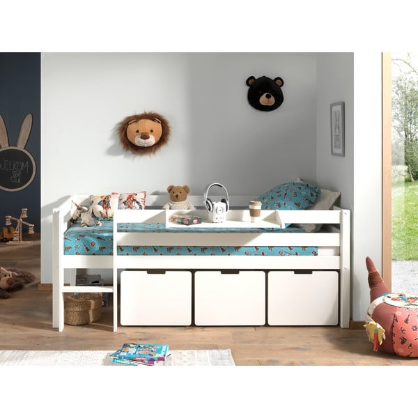 Cassetti bianchi sotto il letto dei bambini 3 pezzi Pino - Vipack-image-3