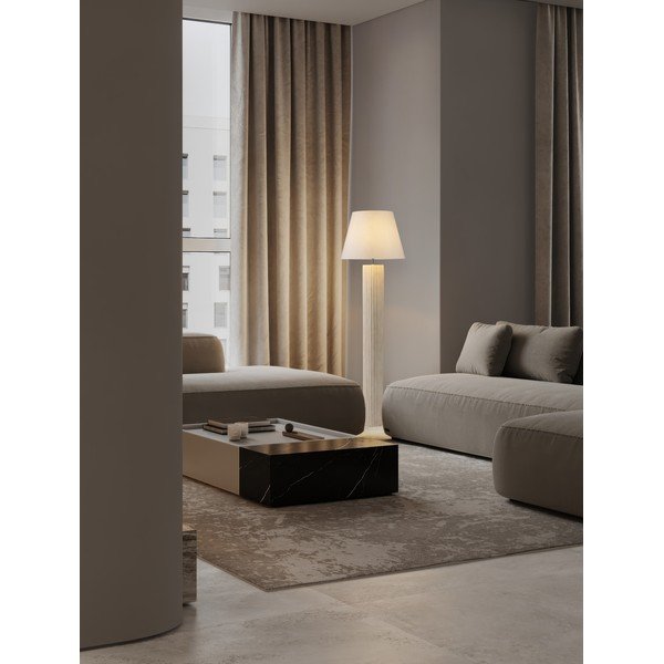 Lampada da terra bianca/color crema in pietra (altezza totale 150 cm) Bacoo – Nova Luce-image-1