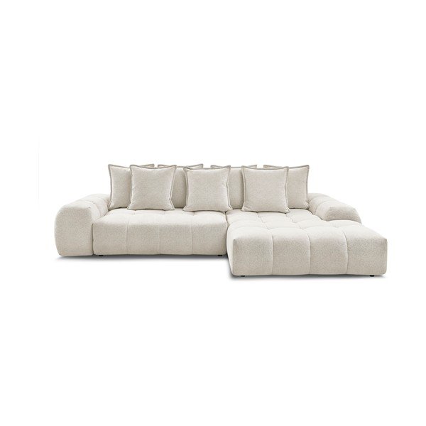Divano angolare bianco allungabile e con contenitore (penisola a destra/chaise lounge) con rivestimento in ciniglia Everest – Bobochic Paris