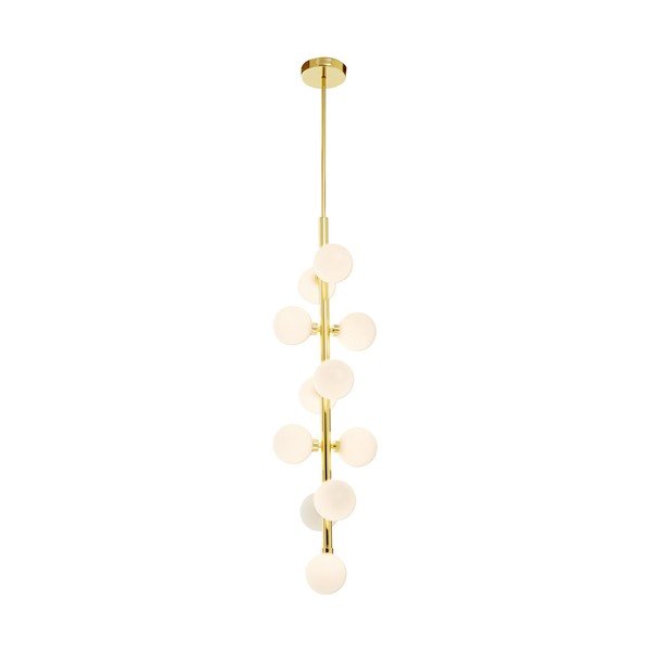 Lampadario bianco/dorato in metallo con paralume in vetro ø 27 cm Trieste – Premier Housewares-image-2