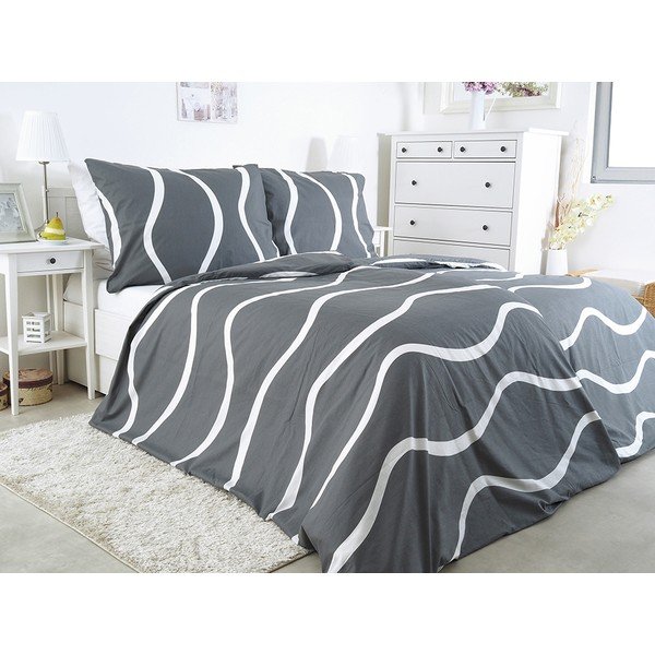 Lenzuola in crêpe grigio per letto singolo 140x200 cm Top Class - B.E.S.-image-1