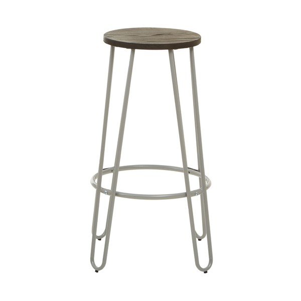 Sedia da bar grigia/colore naturale scuro in olmo massiccio (altezza della seduta 75 cm) District – Premier Housewares-image-2