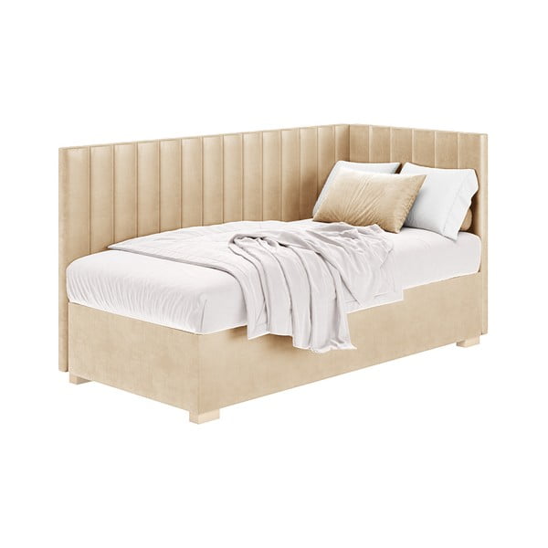 Letto da bambini con sponde beige con contenitore con materasso incluso 90x200 cm Snugi – Ghado-image-2