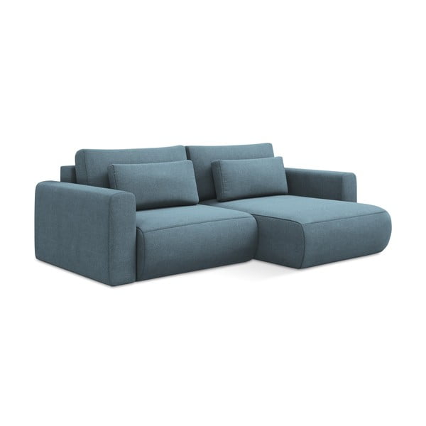 Divano angolare azzurro allungabile/con contenitore (con penisola a destra/con chaise lounge) Kapua – Makamii-image-1