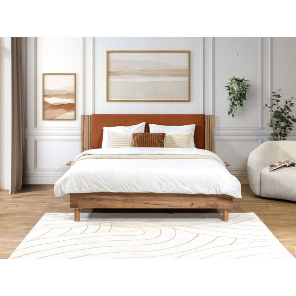 Letto matrimoniale arancione con rete inclusa 160x200 cm Lior – Bobochic Paris-image-1