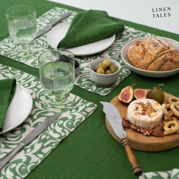 Tovaglietta in lino 35x45 cm Evergreen Damask – Linen Tales-image-1