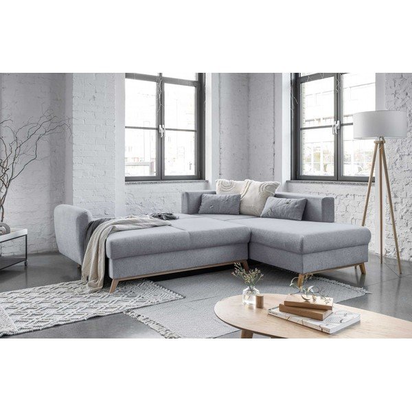 Divano letto angolare grigio chiaro L, angolo destro Scandic Lagom - Miuform-image-4