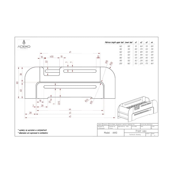 Letto per bambini con letto estraibile in colore naturale 80x200 cm AIKO - Adeko-image-4