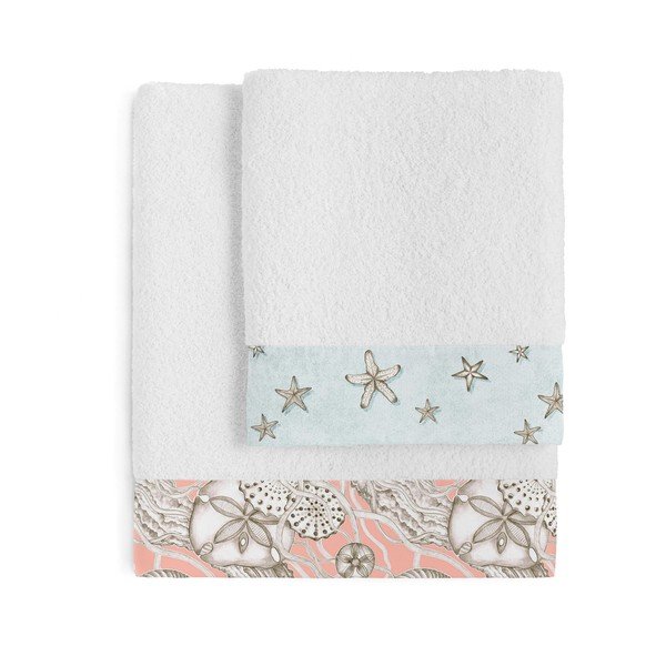 Set di 2 asciugamani in cotone Basic Coral Reef - Happy Friday