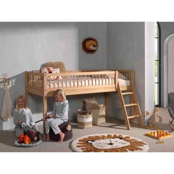 Letto rialzato per bambini in legno di quercia in colore naturale 90x200 cm Forrest - Vipack-image-4