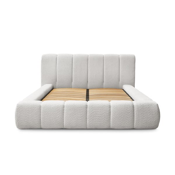 Letto matrimoniale imbottito in grigio chiaro con contenitore con rete inclusa 180x200 cm Denali – Bobochic Paris-image-3