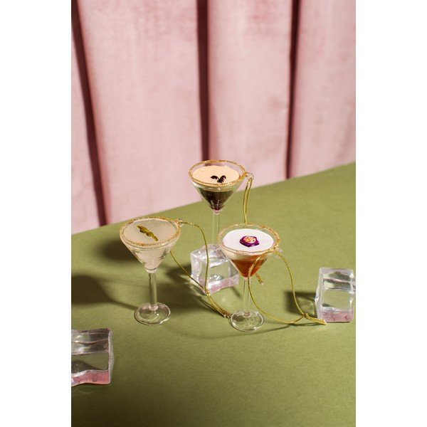 Decorazioni per albero di natale in set in vetro 3 pz 15,5 cm Martini Cocktail – Sass & Belle-image-2