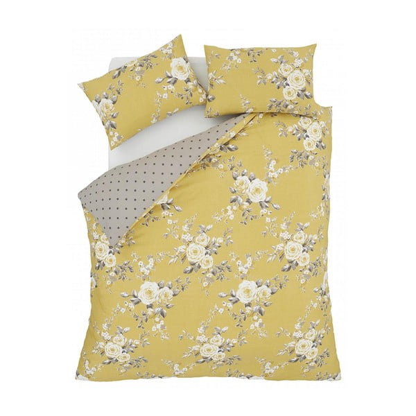 Biancheria da letto gialla con motivo floreale , 200 x 200 cm Canterbury - Catherine Lansfield