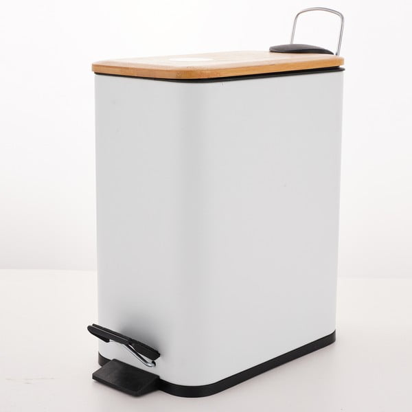 Cestino per la spazzatura bianco in acciaio con pedale 5 l   Erik – Spirella-image-4