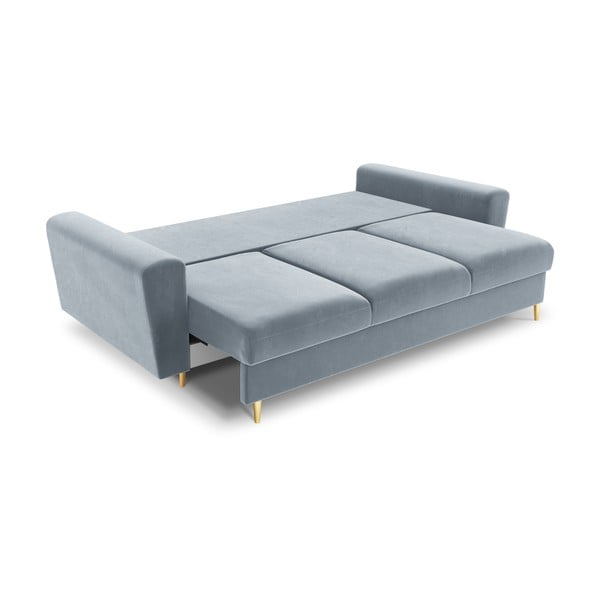 Divano azzurro allungabile e con contenitore con rivestimento in velluto 235 cm Kyoto – Cosmopolitan Design-image-2