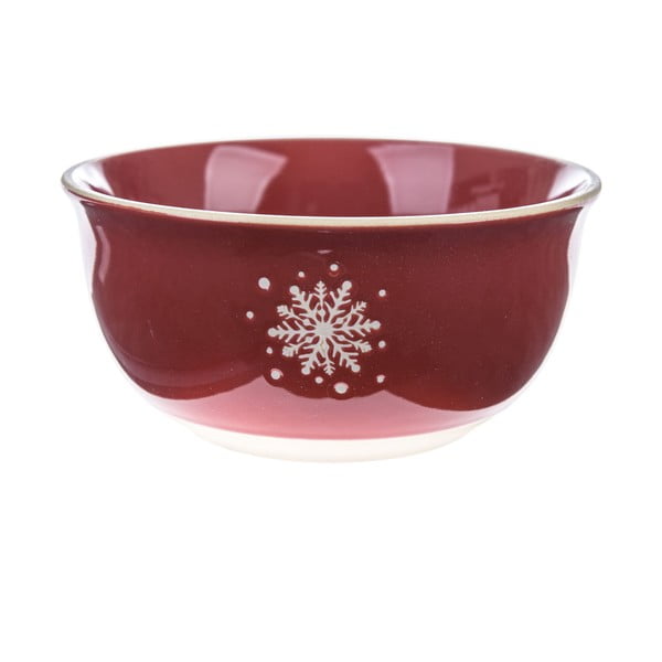 Ciotola in ceramica rossa con motivo natalizio ø 14 cm - Dakls