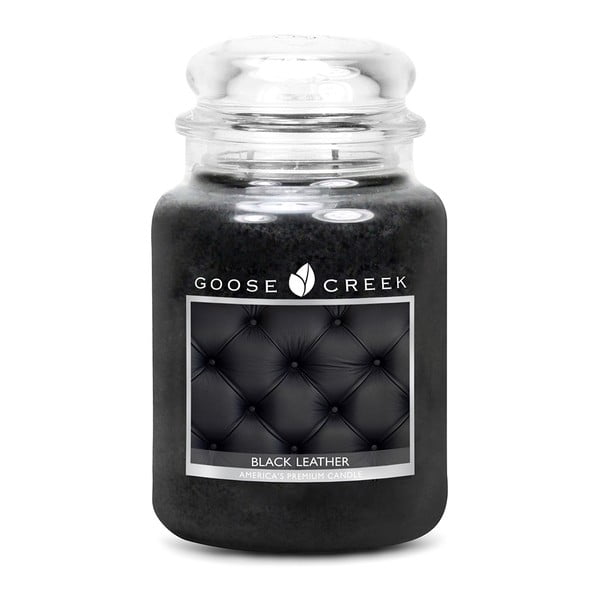 Candela profumata in scatola di vetro Pelle nera, 150 ore di combustione - Goose Creek